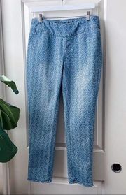 Soft Surroundings Floral Print Denim Crop Pants Small 4-6