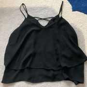 Black Ruffle Criss Cross Tank Top