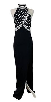 Tadashi Vintage Black and White Sleeveless Caged Maxi Dress