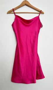 Hot Pink Satin Mini Dress