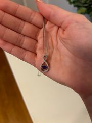 Sterling Silver Purple Stone Infinity Necklace