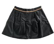 BCBGeneration Skirt Women 4 Black Faux Leather Gold Trim Mini A Line Cotton Poly