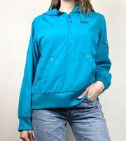 Fila Aqua Blue Half Zip Windbreaker Pullover Jacket