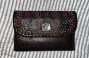 BRIGHTON Leather Floral Embroidered Wallet