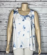 Jane and Delancey NWT Sz 1X Blue & White Tie Dye Button Down Back Knit Tank Top