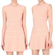 Sandro Paris Remind Mini Dress Fit & Flare Scuba Knit Light Pink Womens Small