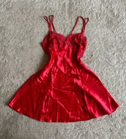 Y2k victoria’s secret red satin lace detailed chemise slip dress 