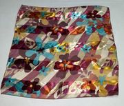 Vintage Space Age Scarf Multicolor Retro Floral Flower Print 20" Square Womens