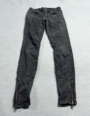 All Saints Mast Black Zippered Skinny Ankle Jeans Size 25 EUC