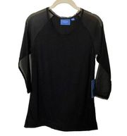 New‎ Simply Vera Vera Wang Black Tshirt with chiffon sleeves Sz S