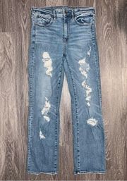 american eagle medium wash ripped slim straight jeans (8)