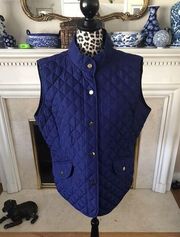 St John's Bay Quilted Vest Women's Puffer Snap Front Pockets Navy Blue Size XL