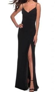 La Femme 28079 Black Cut Out Back Gown 4