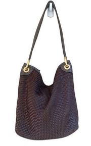 Relic braided textured hobo sack handbag - brown