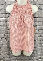 Nanette Lepore Smocked Neck Sleeveless Blouse Tank Check Size XS