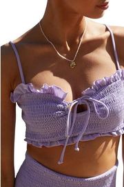 NWT Citrine x Anthropologie Adele Smocked Bikini Top in Light Purple