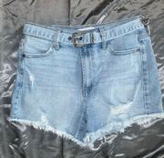 High Waisted Denim Shorts with removable Western Belt