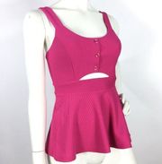 2B Bebe Cutout Peplum Top Sleeveless Pink