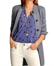 CAbi Striped Car Coat Womens S Gray Blue Knit Blazer Jacket Style 5474 Career