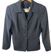 Dana Buchman black/ivory polka dot 3 button blazer in size large.