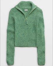 Cropped Green Polo Sweater