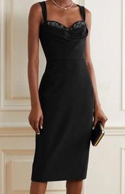 Marchesa Notte Crystal Embellished Cowlneck Cocktail Dress