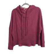 Elan Burgundy drawstring hoodie sweatshirt wide long sleeves size L NWT