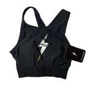 Electric Yoga Black Bolt Criss Cross Sports Bra Size XS New