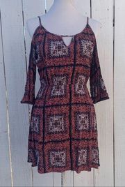 Hippie Rose Floral Geometric Dress Size M