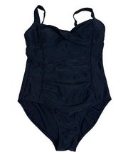 NWT Merona Swimsuit One Piece Rouched Black Size Large