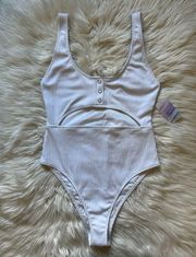 Forever 21 F21 WHITE ribbed cut-out one piece swimsuit