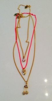 NWOT  Triple Charm Chain Necklace