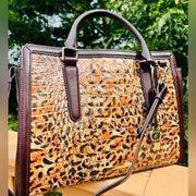Brahmin Finley leopard cub satchel and crossbody bag genuine leopard​​​