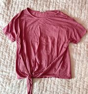 Pink Striped Tie Front Top Size Small