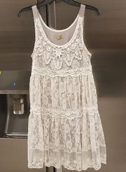 💕BEULAH💕 White Lace Sleeveless Dress