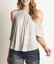 BB Dakota Top Women’s Small Coastal Cowgirl Boho Spring Gray Cut Out Shirt NWT