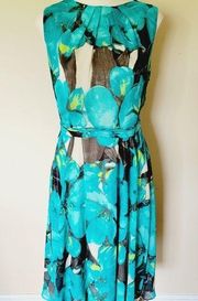 J Howard floral chiffon midi dress size 12