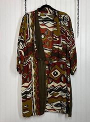 Black Magic Women’s Green Print Toggle Kimono Cardigan Plus Size