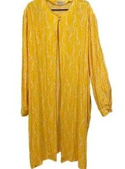 Givenchy En Plus Vintage 80s Yellow White Eclectic Long Sleeve Midi Evening Coat