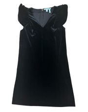 Draper James Black Velvet Dress Ruffle Sleeve Cocktail Event Size 6 Women's