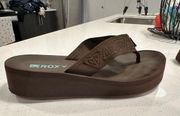 Chocolate Brown Roxy Flip Flips Wedges Size 10 Excellent Condition Very Clean