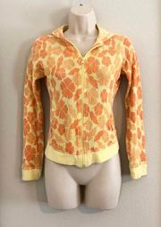 NWOT  bright floral mesh zip up hoodie. Sz small