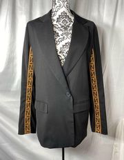 NA-KD Blazer Womens Sz Med Boxy Normcore Dark Academia ClassicCore Black Logo