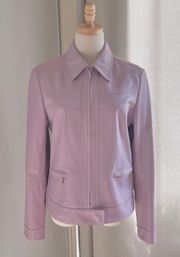 Pastel Purple Leather Moto Jacket