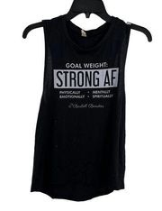 Barbell Beauties Goal Weight Strong AF Black Tank Medium New