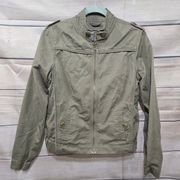 Volcom Taupe Frochickie 2 Pacsun Zip Up Canvas Moto Women's Jacket Size Medium