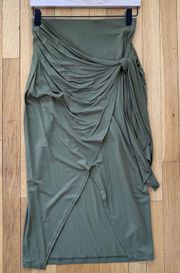 NWT  Olive Green Knit Stetch Wrap Skirt Size 6