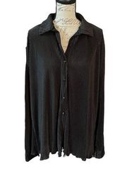 Flamingo Black Button Front Ribbed Texture Shirt Size XX-Large