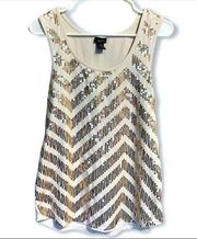 RUE 21 Super Soft Cream Colored Sleeveless Sequined Tank Top Size XL
