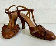 POLO Ralph Lauren Women's Size 7.5 Vachetta Leather Closed-Toe Sandal Heel